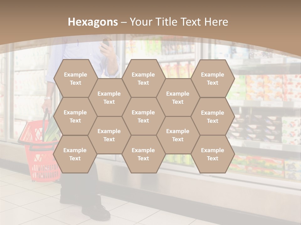 A Man Standing In Front Of A Refrigerator Holding A Shopping Bag PowerPoint Template