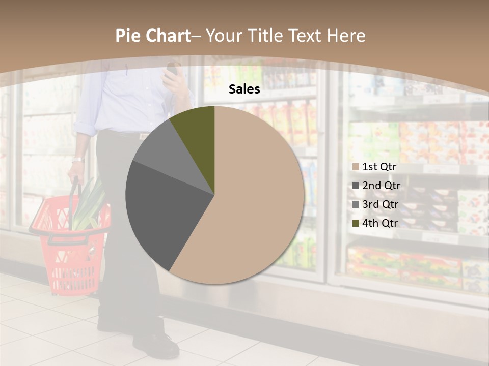 A Man Standing In Front Of A Refrigerator Holding A Shopping Bag PowerPoint Template
