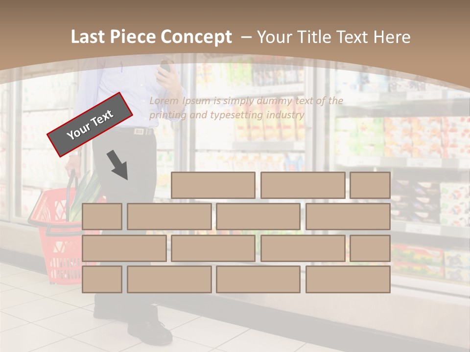 A Man Standing In Front Of A Refrigerator Holding A Shopping Bag PowerPoint Template