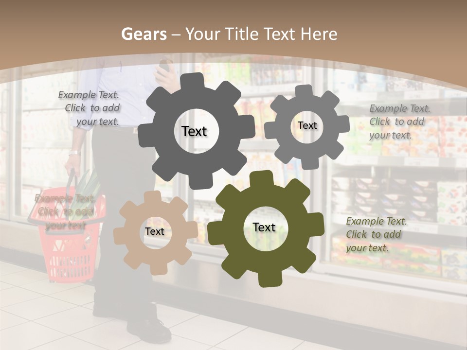 A Man Standing In Front Of A Refrigerator Holding A Shopping Bag PowerPoint Template