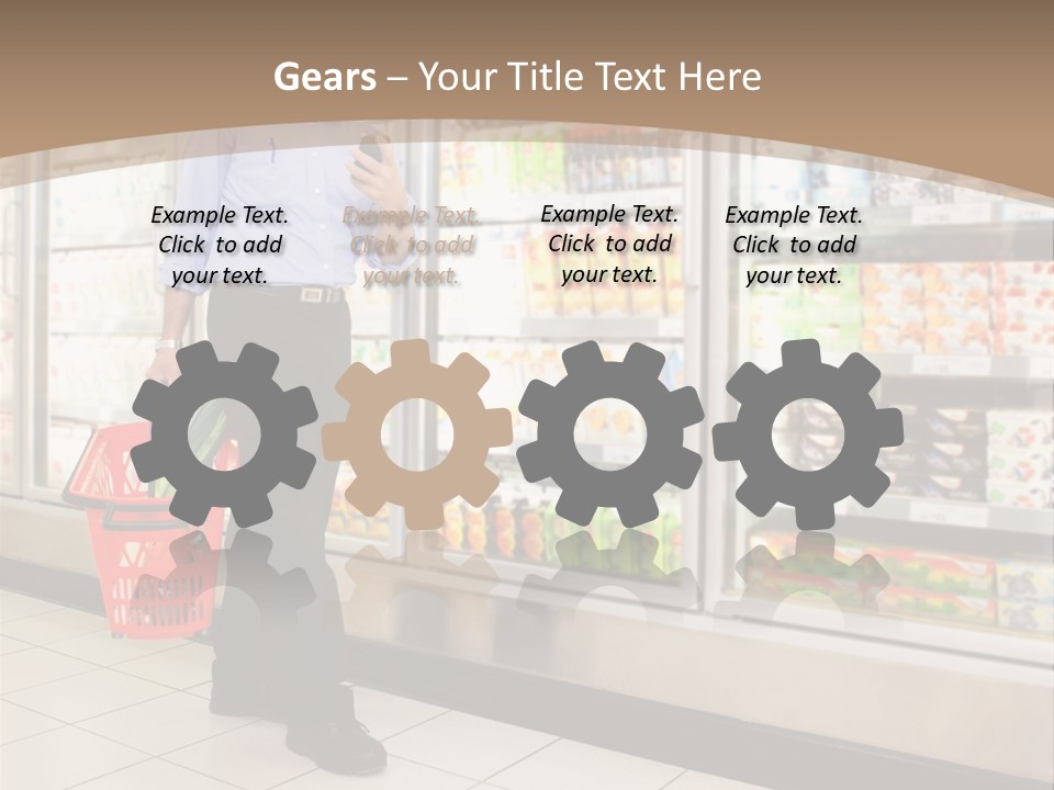 A Man Standing In Front Of A Refrigerator Holding A Shopping Bag PowerPoint Template