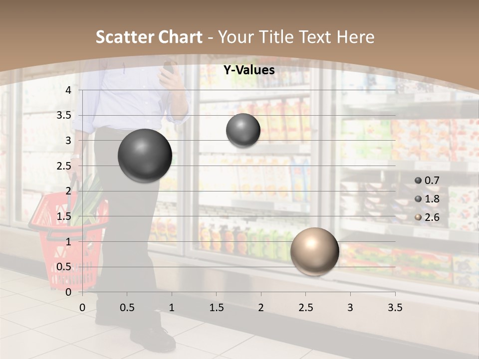 A Man Standing In Front Of A Refrigerator Holding A Shopping Bag PowerPoint Template