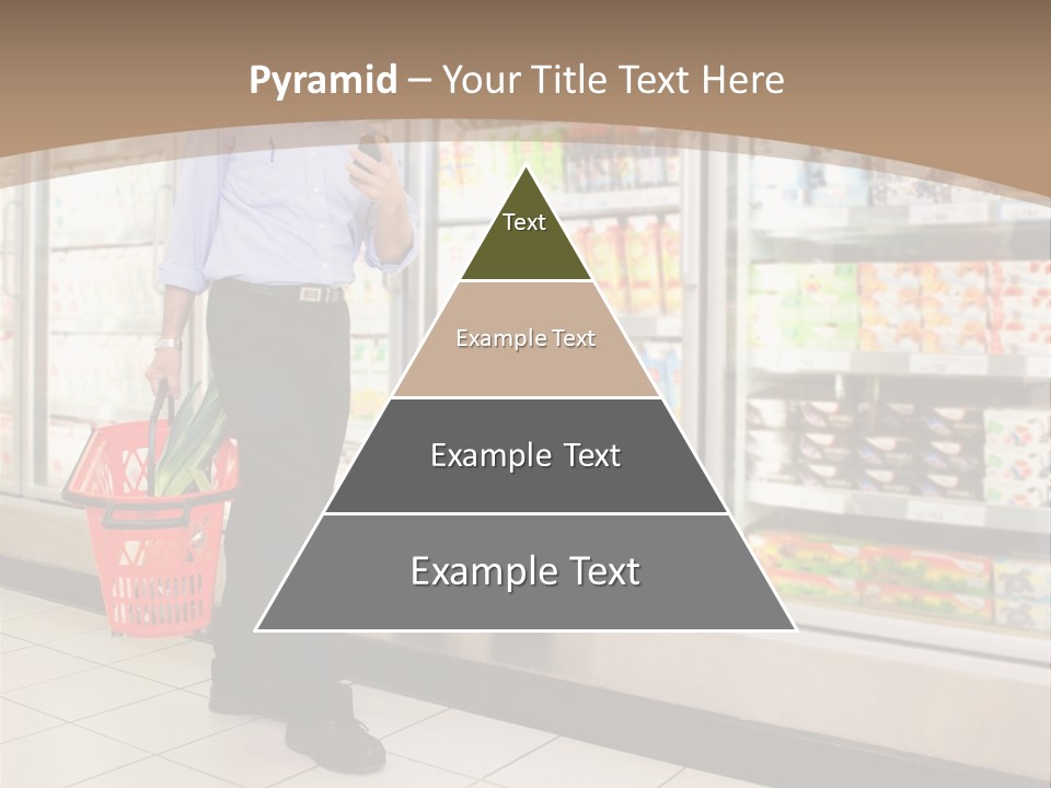 A Man Standing In Front Of A Refrigerator Holding A Shopping Bag PowerPoint Template
