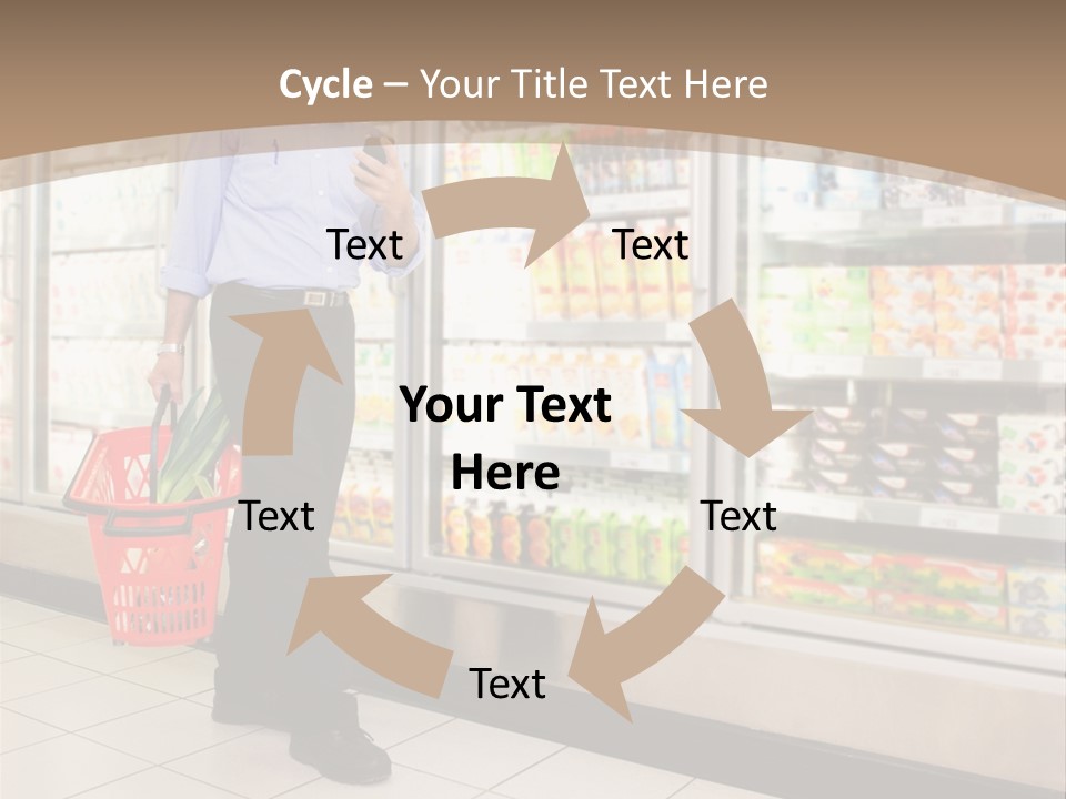 A Man Standing In Front Of A Refrigerator Holding A Shopping Bag PowerPoint Template