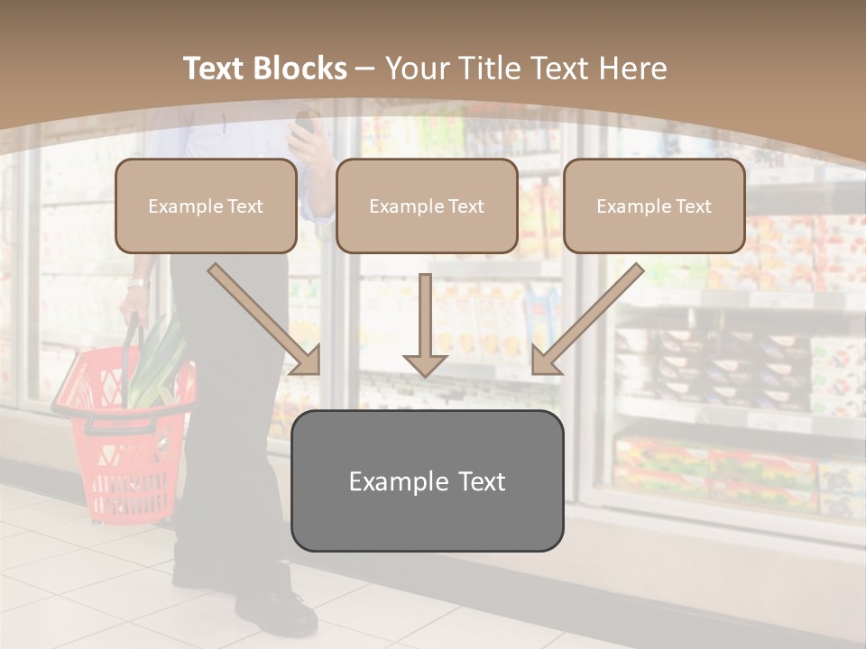 A Man Standing In Front Of A Refrigerator Holding A Shopping Bag PowerPoint Template