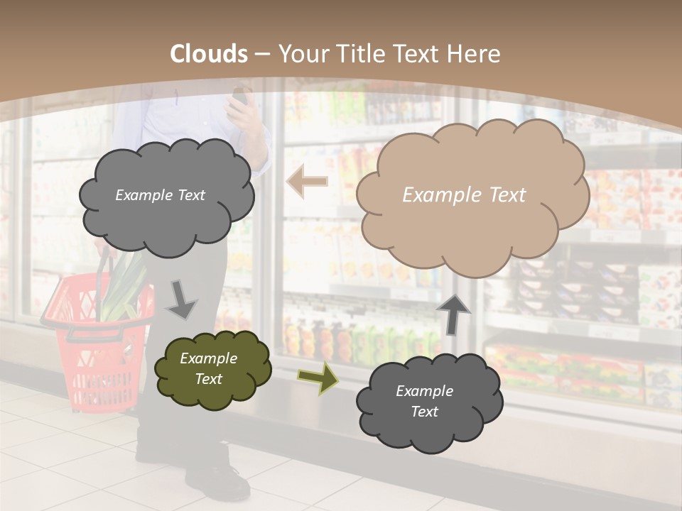 A Man Standing In Front Of A Refrigerator Holding A Shopping Bag PowerPoint Template