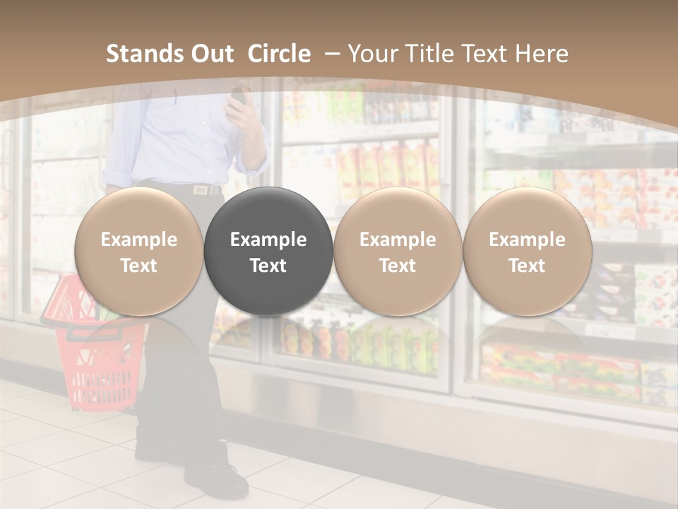 A Man Standing In Front Of A Refrigerator Holding A Shopping Bag PowerPoint Template