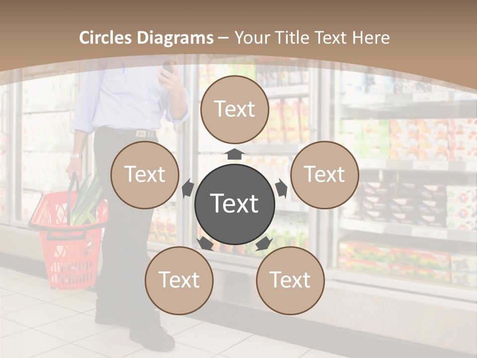 A Man Standing In Front Of A Refrigerator Holding A Shopping Bag PowerPoint Template