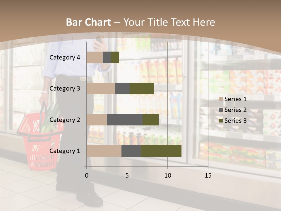 A Man Standing In Front Of A Refrigerator Holding A Shopping Bag PowerPoint Template