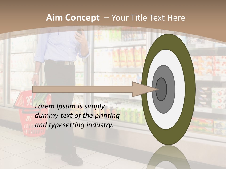 A Man Standing In Front Of A Refrigerator Holding A Shopping Bag PowerPoint Template