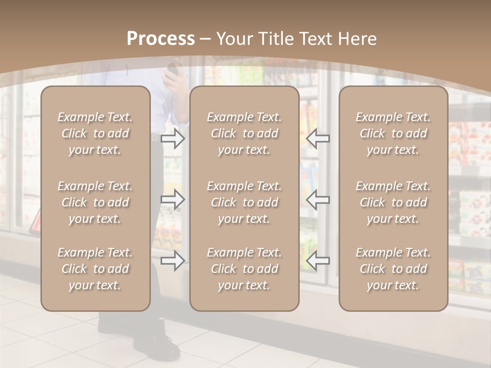A Man Standing In Front Of A Refrigerator Holding A Shopping Bag PowerPoint Template
