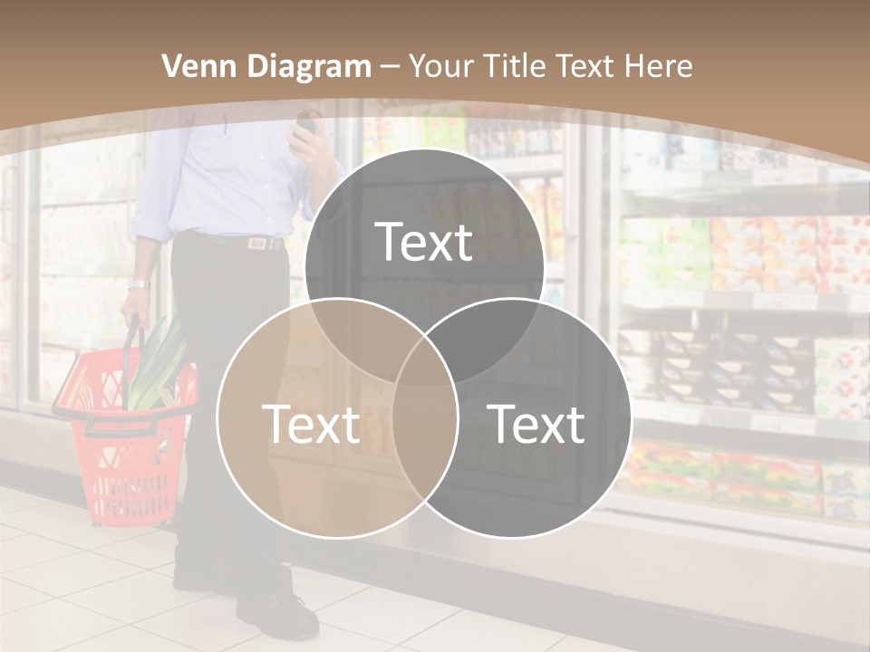 A Man Standing In Front Of A Refrigerator Holding A Shopping Bag PowerPoint Template