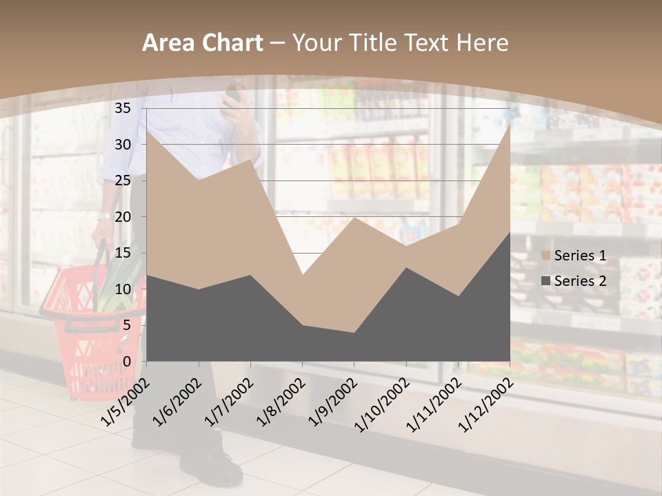 A Man Standing In Front Of A Refrigerator Holding A Shopping Bag PowerPoint Template
