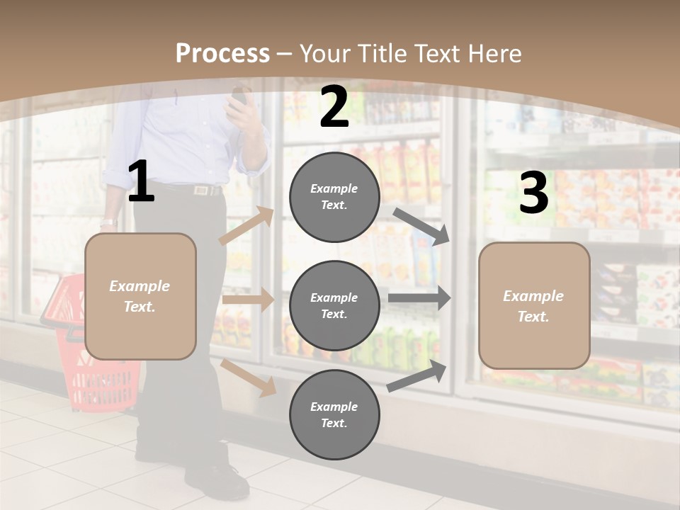 A Man Standing In Front Of A Refrigerator Holding A Shopping Bag PowerPoint Template