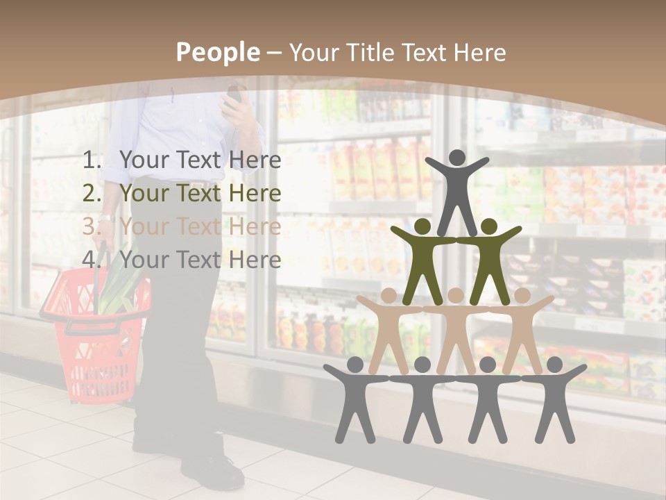 A Man Standing In Front Of A Refrigerator Holding A Shopping Bag PowerPoint Template