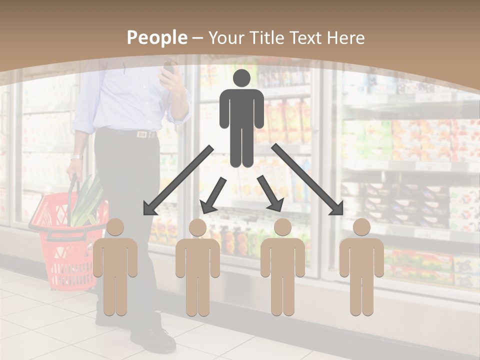 A Man Standing In Front Of A Refrigerator Holding A Shopping Bag PowerPoint Template