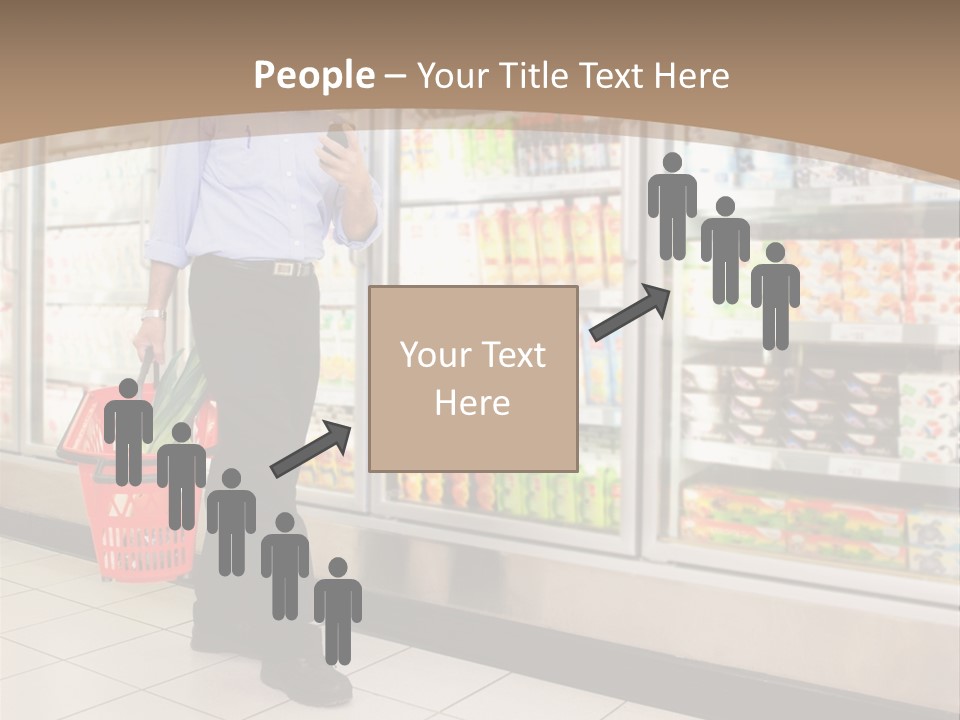 A Man Standing In Front Of A Refrigerator Holding A Shopping Bag PowerPoint Template