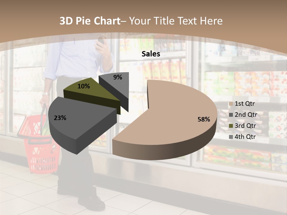 A Man Standing In Front Of A Refrigerator Holding A Shopping Bag PowerPoint Template
