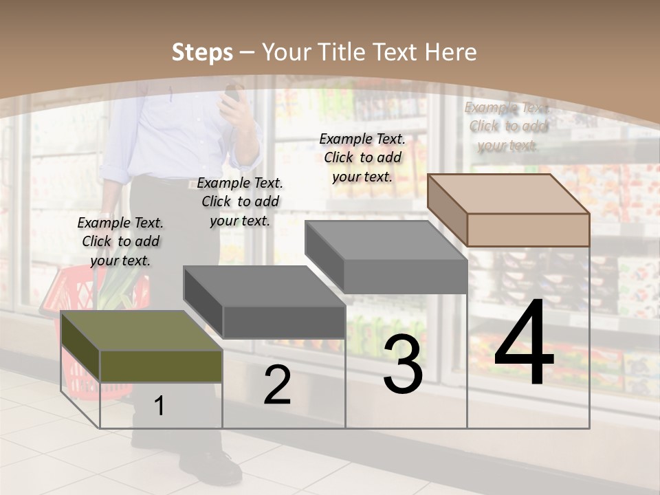 A Man Standing In Front Of A Refrigerator Holding A Shopping Bag PowerPoint Template