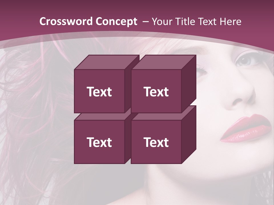 A Woman With Pink Hair And Red Lipstick PowerPoint Template