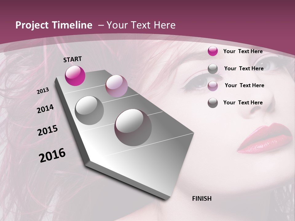 A Woman With Pink Hair And Red Lipstick PowerPoint Template