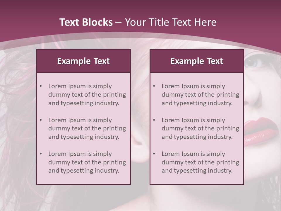A Woman With Pink Hair And Red Lipstick PowerPoint Template