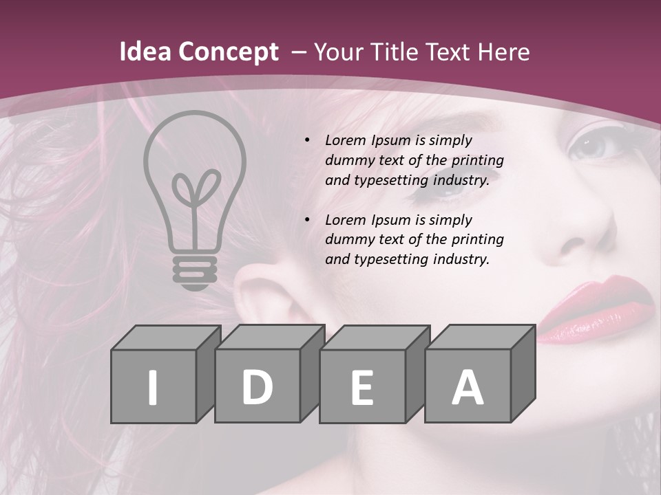 A Woman With Pink Hair And Red Lipstick PowerPoint Template