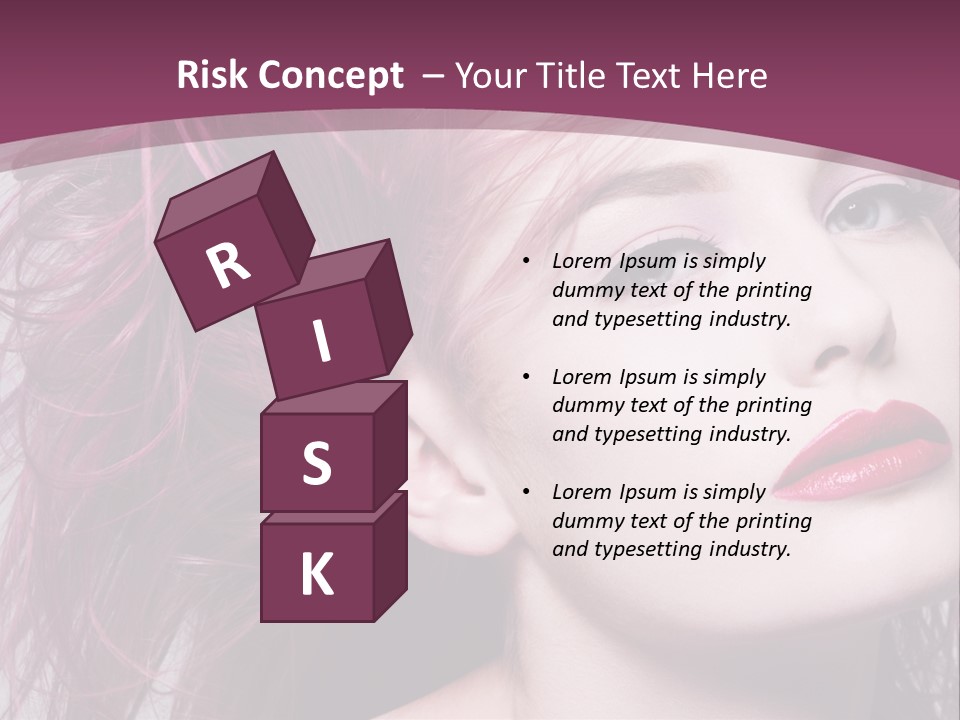 A Woman With Pink Hair And Red Lipstick PowerPoint Template