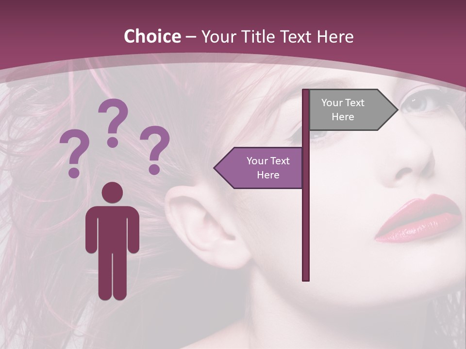 A Woman With Pink Hair And Red Lipstick PowerPoint Template