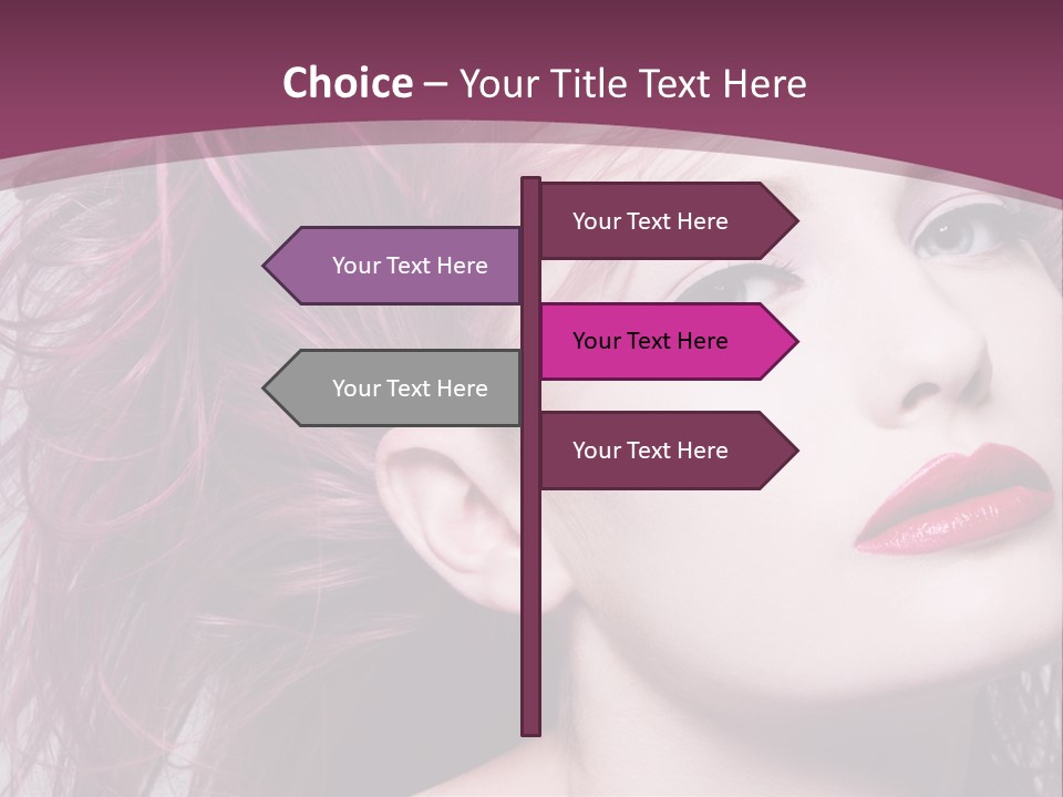 A Woman With Pink Hair And Red Lipstick PowerPoint Template