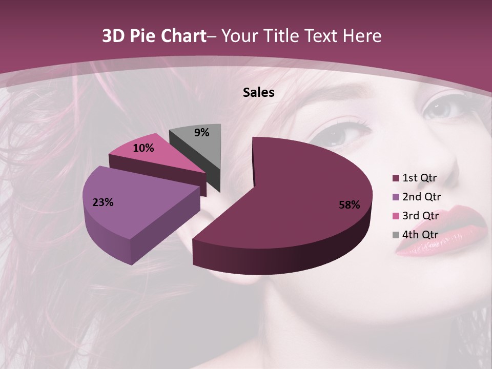 A Woman With Pink Hair And Red Lipstick PowerPoint Template