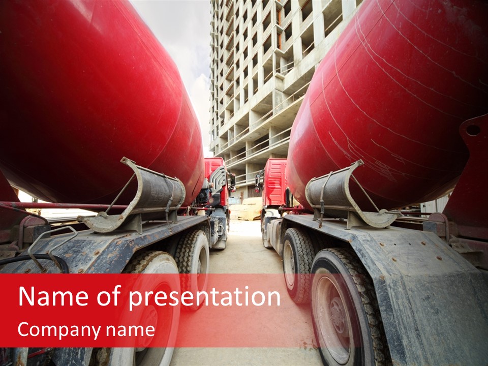 Two Industry Truck PowerPoint Template