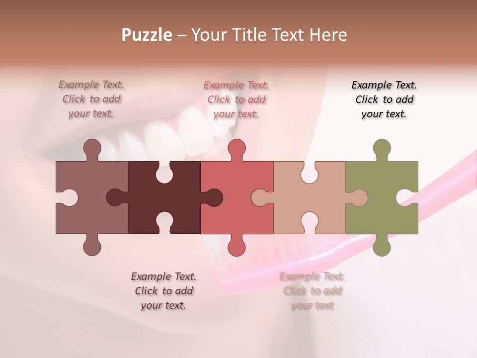 A Woman Brushing Her Teeth With A Pink Toothbrush PowerPoint Template