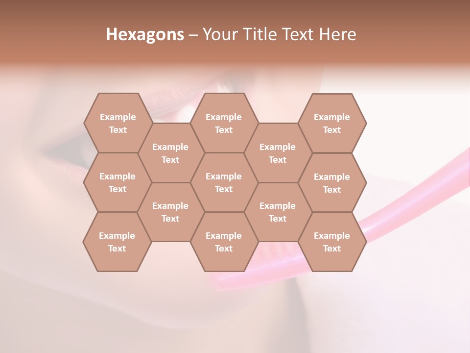 A Woman Brushing Her Teeth With A Pink Toothbrush PowerPoint Template