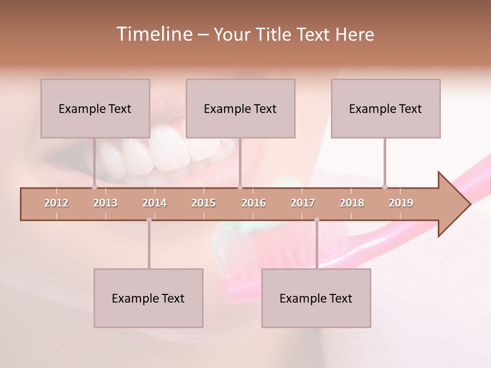 A Woman Brushing Her Teeth With A Pink Toothbrush PowerPoint Template