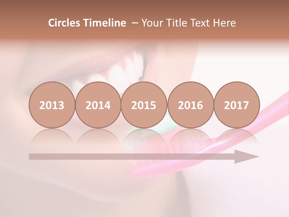 A Woman Brushing Her Teeth With A Pink Toothbrush PowerPoint Template