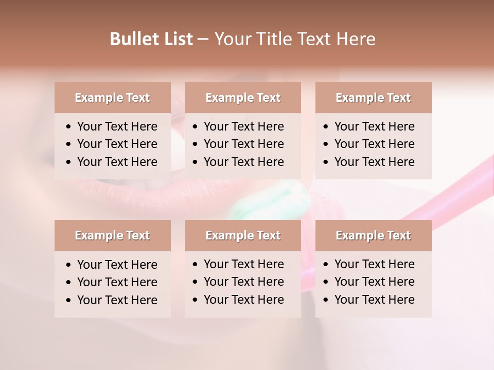 A Woman Brushing Her Teeth With A Pink Toothbrush PowerPoint Template