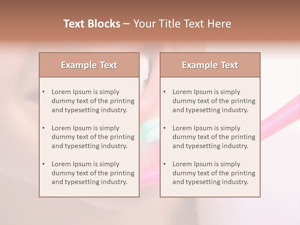 A Woman Brushing Her Teeth With A Pink Toothbrush PowerPoint Template
