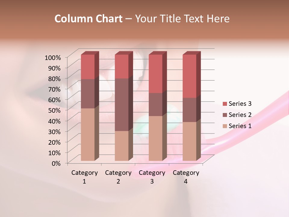 A Woman Brushing Her Teeth With A Pink Toothbrush PowerPoint Template