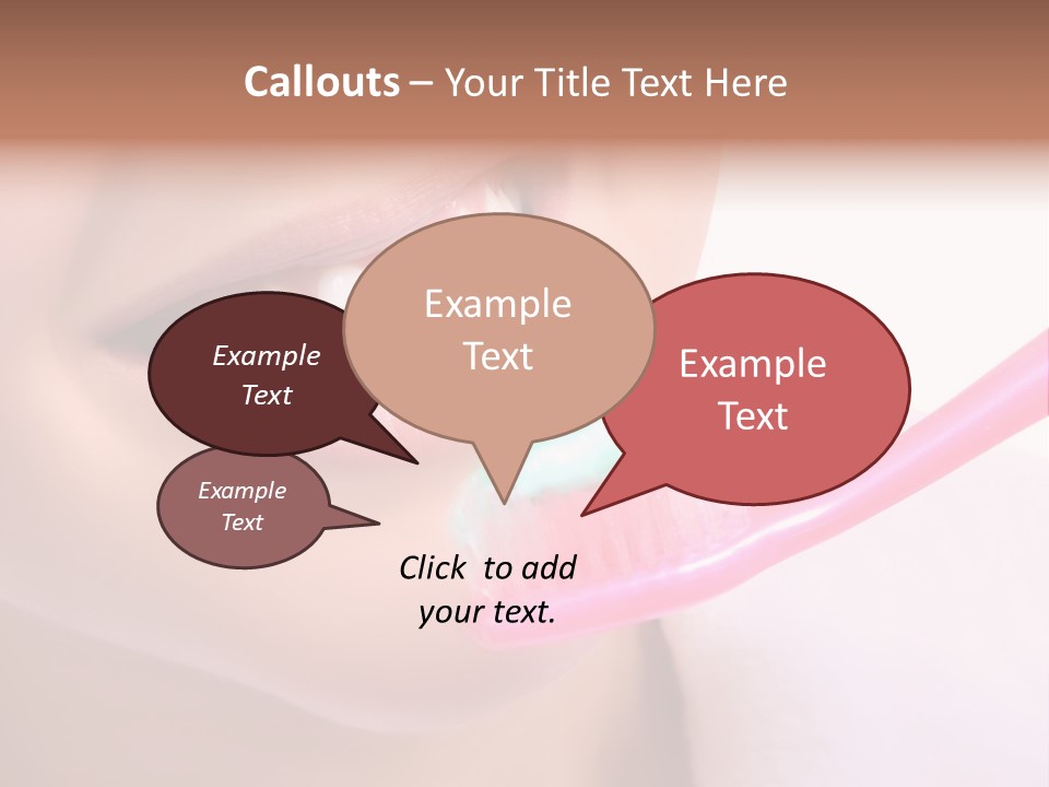 A Woman Brushing Her Teeth With A Pink Toothbrush PowerPoint Template