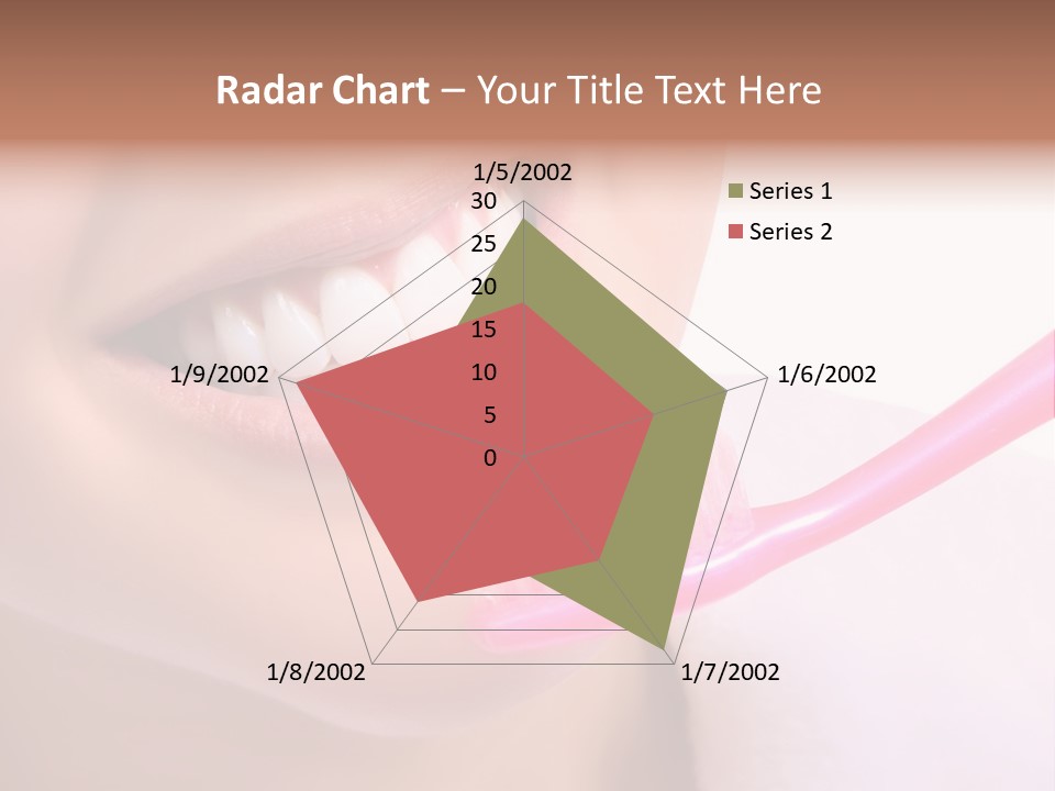 A Woman Brushing Her Teeth With A Pink Toothbrush PowerPoint Template
