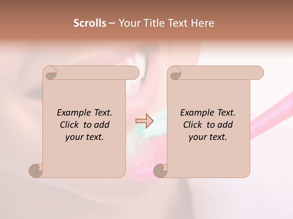 A Woman Brushing Her Teeth With A Pink Toothbrush PowerPoint Template