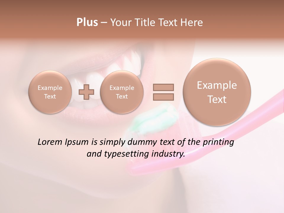 A Woman Brushing Her Teeth With A Pink Toothbrush PowerPoint Template