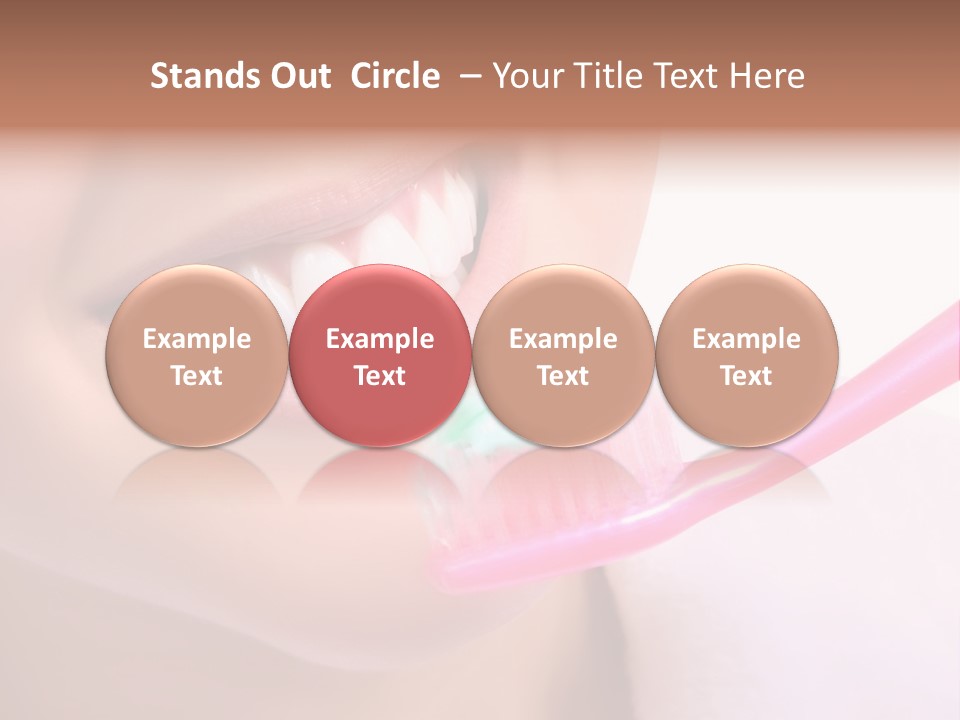 A Woman Brushing Her Teeth With A Pink Toothbrush PowerPoint Template