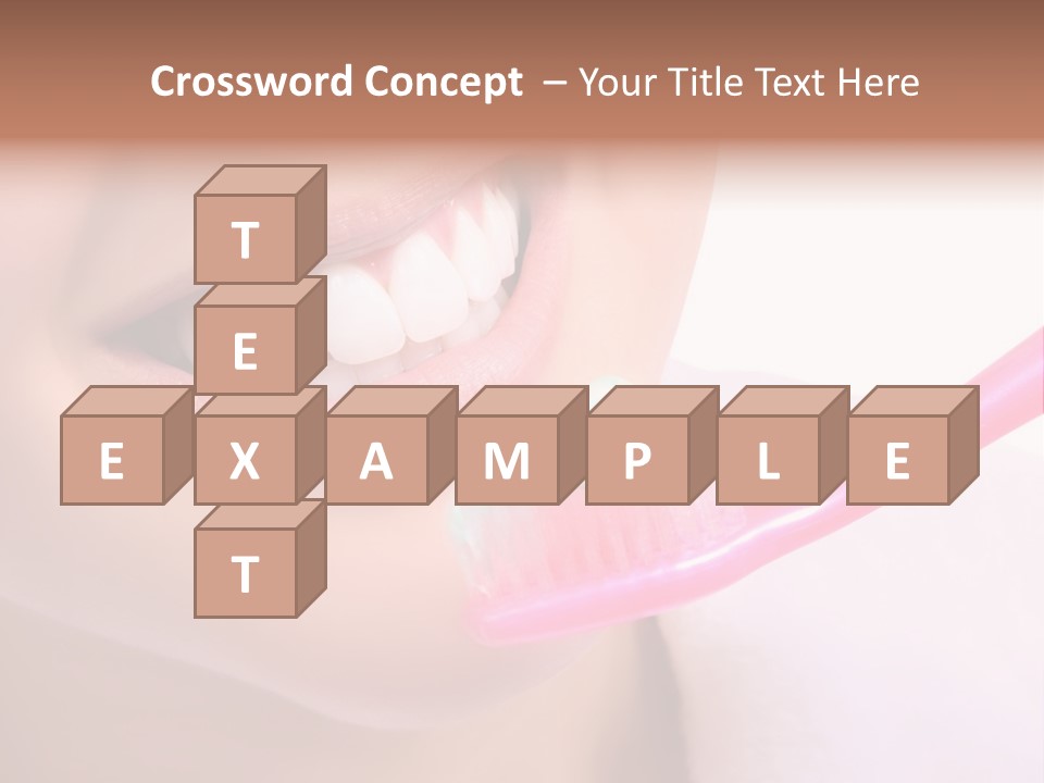 A Woman Brushing Her Teeth With A Pink Toothbrush PowerPoint Template