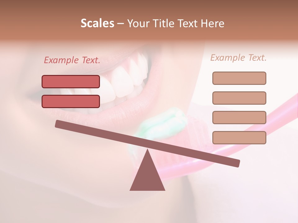 A Woman Brushing Her Teeth With A Pink Toothbrush PowerPoint Template