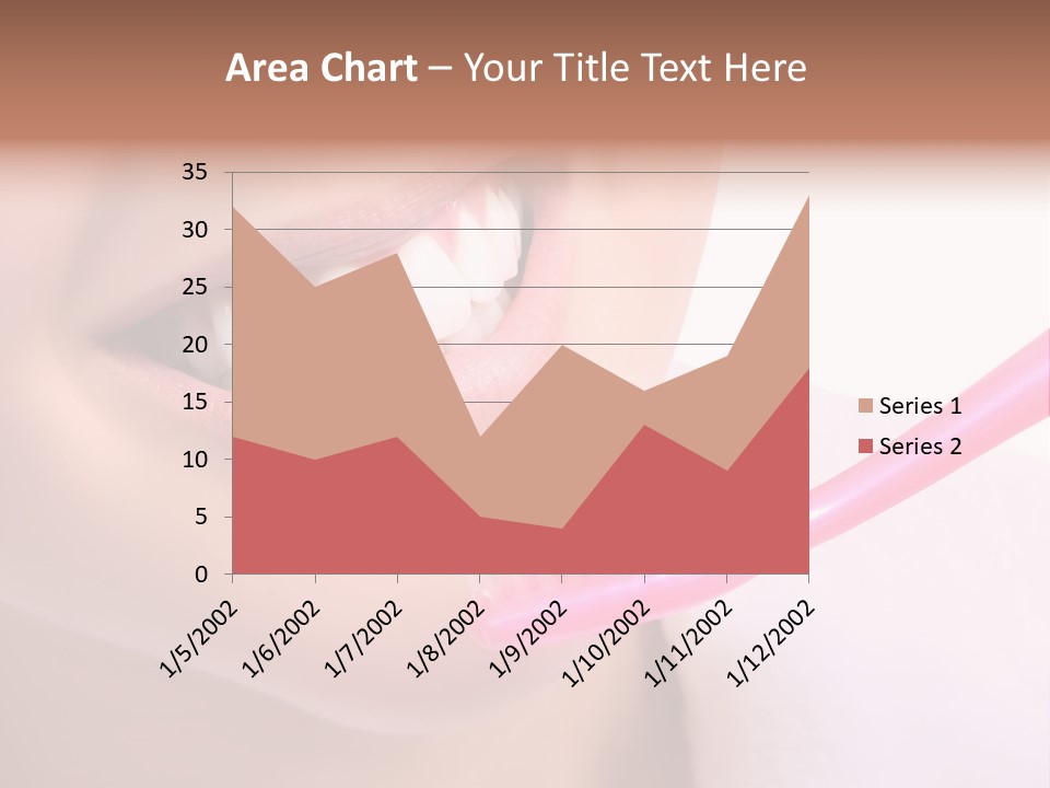 A Woman Brushing Her Teeth With A Pink Toothbrush PowerPoint Template