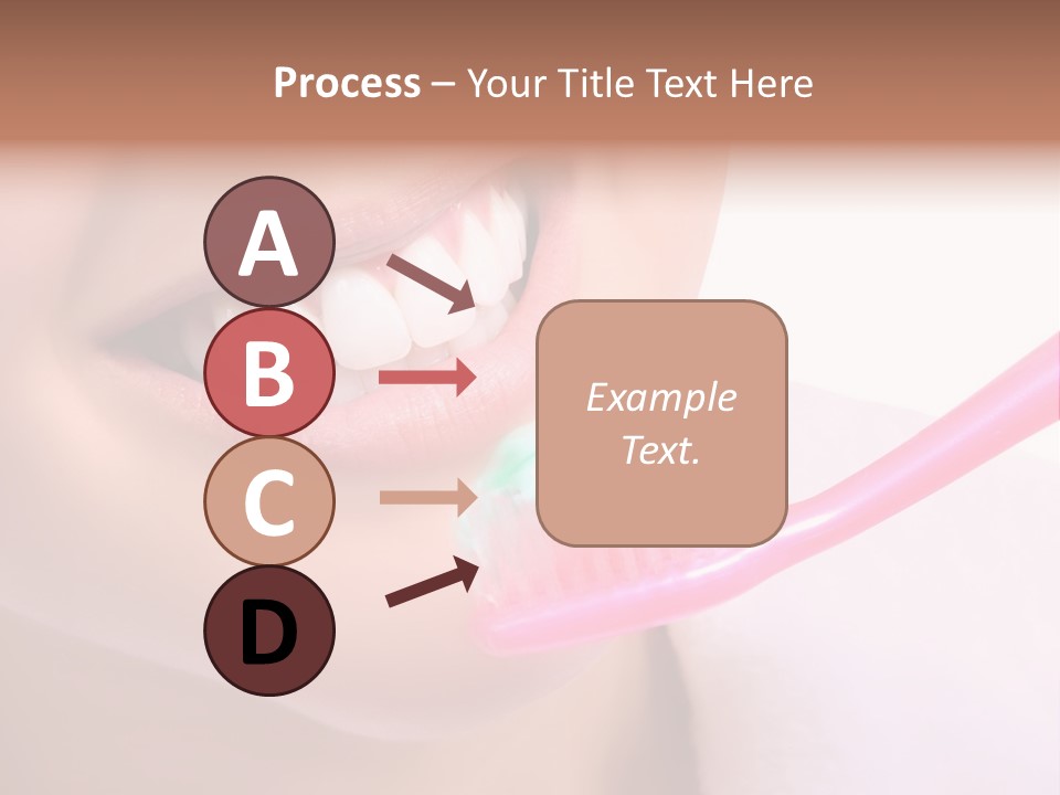 A Woman Brushing Her Teeth With A Pink Toothbrush PowerPoint Template