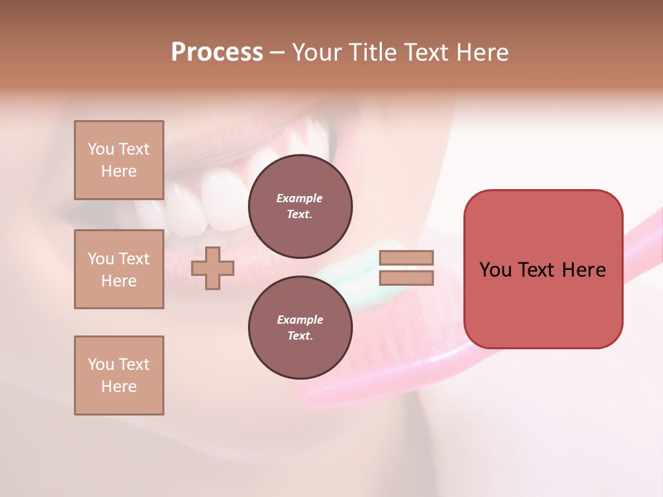 A Woman Brushing Her Teeth With A Pink Toothbrush PowerPoint Template