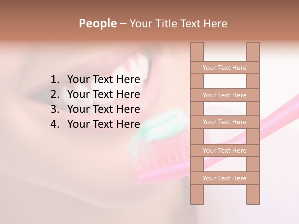 A Woman Brushing Her Teeth With A Pink Toothbrush PowerPoint Template